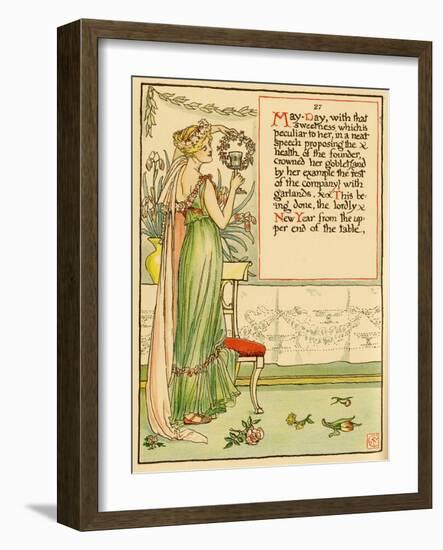 Classically Dressed Woman Lift A Goblet As May Day-Walter Crane-Framed Art Print