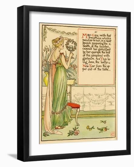 Classically Dressed Woman Lift A Goblet As May Day-Walter Crane-Framed Art Print