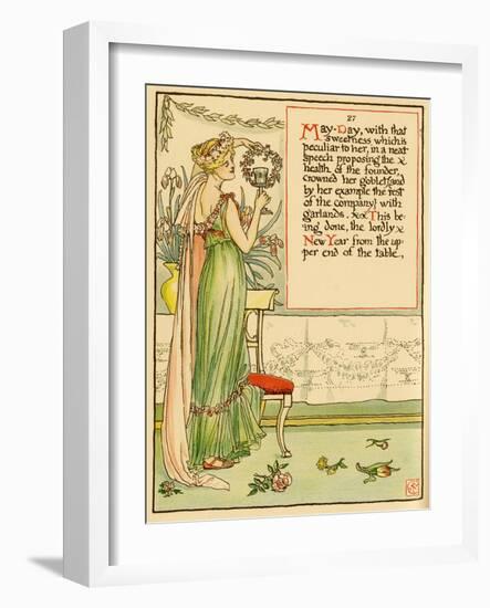 Classically Dressed Woman Lift A Goblet As May Day-Walter Crane-Framed Art Print