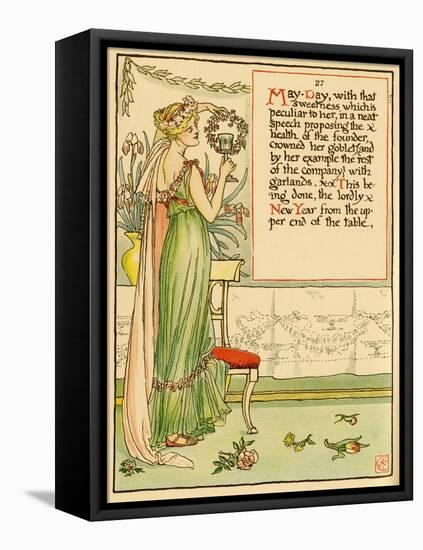 Classically Dressed Woman Lift A Goblet As May Day-Walter Crane-Framed Stretched Canvas