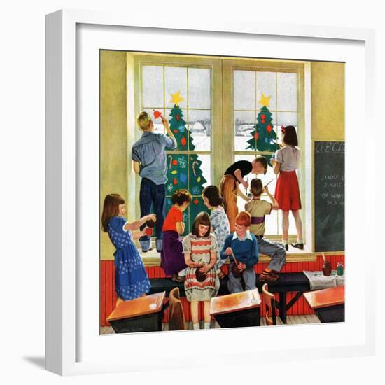 "Classroom Christmas", December 8, 1951-John Falter-Framed Giclee Print