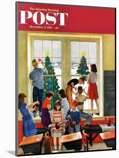 "Classroom Christmas" Saturday Evening Post Cover, December 8, 1951-John Falter-Mounted Giclee Print