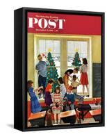 "Classroom Christmas" Saturday Evening Post Cover, December 8, 1951-John Falter-Framed Stretched Canvas