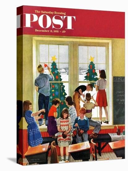 "Classroom Christmas" Saturday Evening Post Cover, December 8, 1951-John Falter-Stretched Canvas