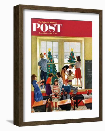 "Classroom Christmas" Saturday Evening Post Cover, December 8, 1951-John Falter-Framed Giclee Print