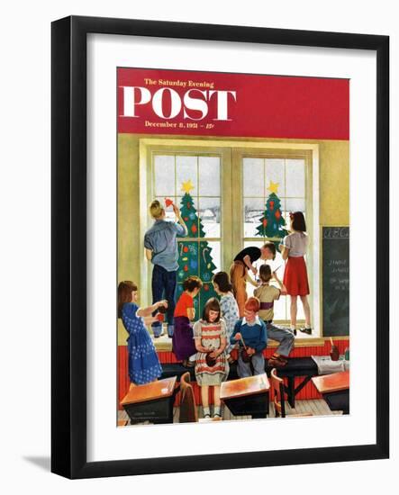 "Classroom Christmas" Saturday Evening Post Cover, December 8, 1951-John Falter-Framed Giclee Print