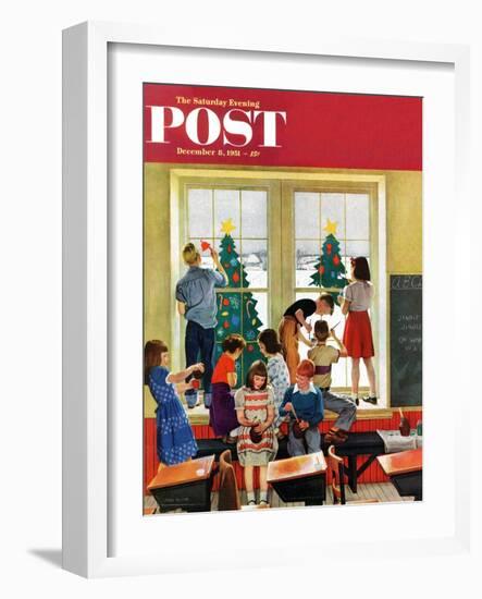 "Classroom Christmas" Saturday Evening Post Cover, December 8, 1951-John Falter-Framed Giclee Print