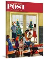 "Classroom Christmas" Saturday Evening Post Cover, December 8, 1951-John Falter-Stretched Canvas