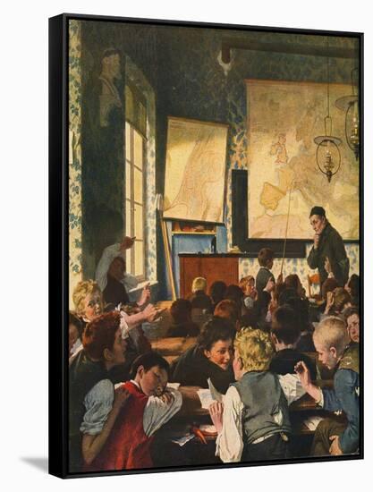 Classroom During Geography Lessons-Carl Hertel-Framed Stretched Canvas