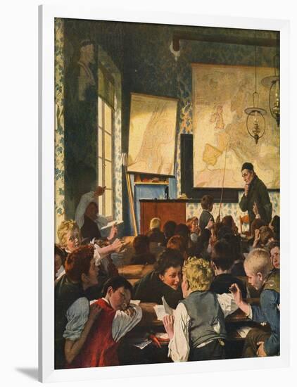 Classroom During Geography Lessons-Carl Hertel-Framed Premium Giclee Print