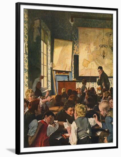 Classroom During Geography Lessons-Carl Hertel-Framed Premium Giclee Print