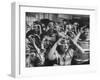 Classroom Full of Students Circling Fingers Around Eyes in Form of Glasses During Music Class-Francis Miller-Framed Photographic Print