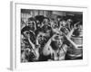 Classroom Full of Students Circling Fingers Around Eyes in Form of Glasses During Music Class-Francis Miller-Framed Photographic Print