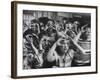 Classroom Full of Students Circling Fingers Around Eyes in Form of Glasses During Music Class-Francis Miller-Framed Photographic Print