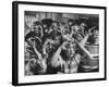 Classroom Full of Students Circling Fingers Around Eyes in Form of Glasses During Music Class-Francis Miller-Framed Photographic Print