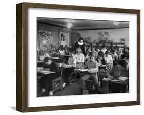 Classroom Scene at School For St. Teresa Church in New Building-Bernard Hoffman-Framed Photographic Print