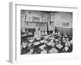 Classroom Scene, Southfields Infants School, Wandsworth, London, 1907-null-Framed Premium Photographic Print