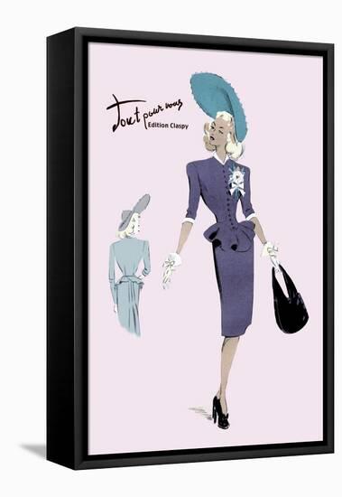 Classy Suit Dress with Hat and Bag-null-Framed Stretched Canvas