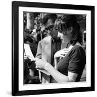 Claude Chabrol and Bernadette Lafont sur le tournage du film Les Godelureaux by ClaudeChabrol, 1961-null-Framed Photo