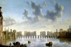 View of London Bridge, C.1632 (Oil on Panel)-Claude de Jongh-Framed Premium Giclee Print