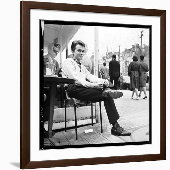 Claude François Having an Outdoor Coffee-Therese Begoin-Framed Photographic Print