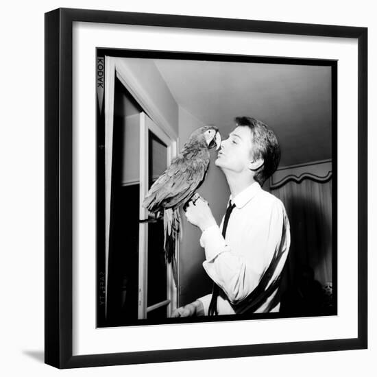 Claude François Kissing His Parrot-Therese Begoin-Framed Photographic Print
