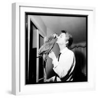 Claude François Kissing His Parrot-Therese Begoin-Framed Photographic Print