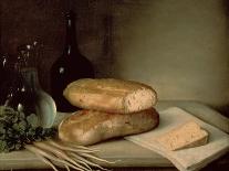 Still Life with Bread, Cheese and a Flagon of Wine-Claude Joseph Fraichot-Stretched Canvas