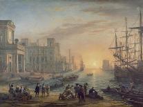 Seaport with the Embarkation of St. Ursula-Claude Lorraine-Giclee Print