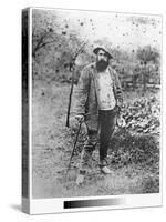 Claude Monet (1840-1926) in His Garden, 1880 (Silver Print) (B/W Photo)-Theodore Robinson-Stretched Canvas