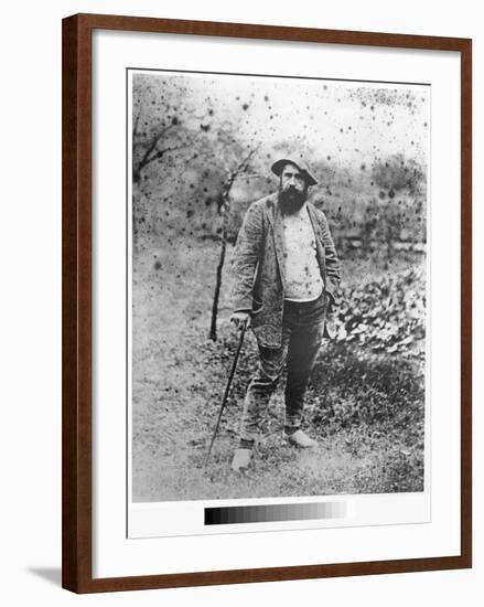 Claude Monet (1840-1926) in His Garden, 1880 (Silver Print) (B/W Photo)-Theodore Robinson-Framed Giclee Print