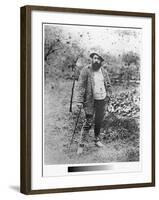 Claude Monet (1840-1926) in His Garden, 1880 (Silver Print) (B/W Photo)-Theodore Robinson-Framed Giclee Print