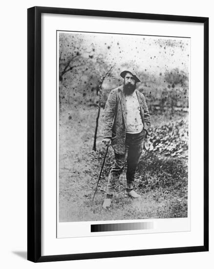 Claude Monet (1840-1926) in His Garden, 1880 (Silver Print) (B/W Photo)-Theodore Robinson-Framed Giclee Print