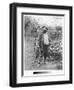 Claude Monet (1840-1926) in His Garden, 1880 (Silver Print) (B/W Photo)-Theodore Robinson-Framed Giclee Print