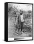 Claude Monet (1840-1926) in His Garden, 1880 (Silver Print) (B/W Photo)-Theodore Robinson-Framed Stretched Canvas