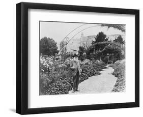 Claude Monet (1841-1926) in His Garden at Giverny, C.1925 (B/W Photo)-French Photographer-Framed Giclee Print