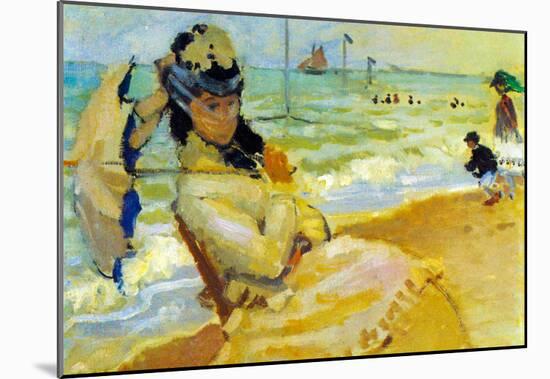 Claude Monet Camille on the Beach at Trouville Art Print Poster-null-Mounted Poster