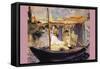 Claude Monet Dans Son Bateau Atelier-Edouard Manet-Framed Stretched Canvas