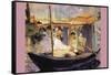 Claude Monet Dans Son Bateau Atelier-Edouard Manet-Framed Stretched Canvas