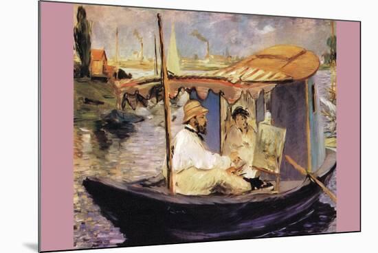 Claude Monet Dans Son Bateau Atelier-Edouard Manet-Mounted Premium Giclee Print