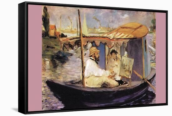 Claude Monet Dans Son Bateau Atelier-Edouard Manet-Framed Stretched Canvas