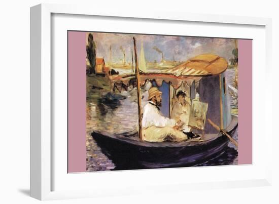 Claude Monet Dans Son Bateau Atelier-Edouard Manet-Framed Art Print