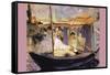 Claude Monet Dans Son Bateau Atelier-Edouard Manet-Framed Stretched Canvas
