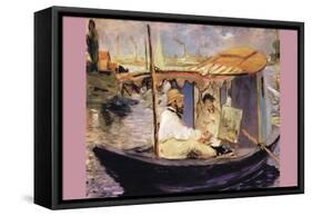 Claude Monet Dans Son Bateau Atelier-Edouard Manet-Framed Stretched Canvas