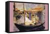 Claude Monet Dans Son Bateau Atelier-Edouard Manet-Framed Stretched Canvas