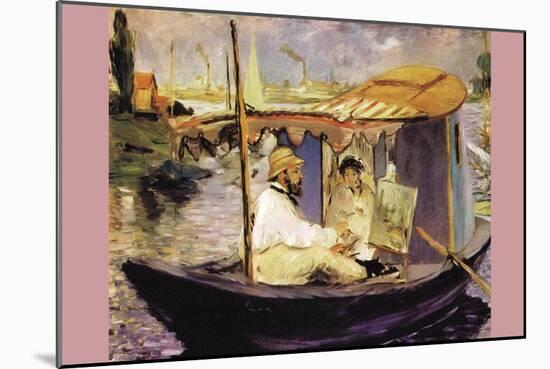 Claude Monet Dans Son Bateau Atelier-Edouard Manet-Mounted Art Print