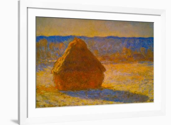 Claude Monet Haystacks Snow Morning-null-Framed Art Print