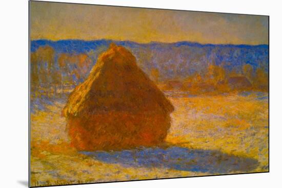 Claude Monet Haystacks Snow Morning-null-Mounted Art Print