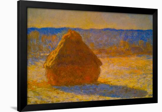 Claude Monet Haystacks Snow Morning-null-Framed Art Print
