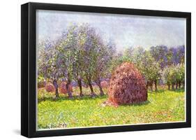 Claude Monet Heap of Hay in the Field Art Print Poster-null-Framed Poster